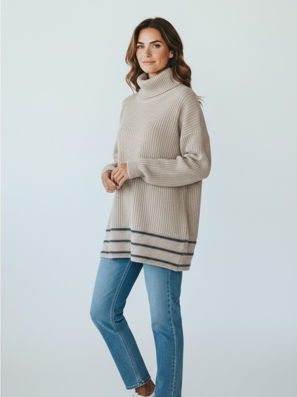 PrAna Women’s Size Large Long Sleeve Ribbed Turtleneck Funen Loop Tunic Sweater